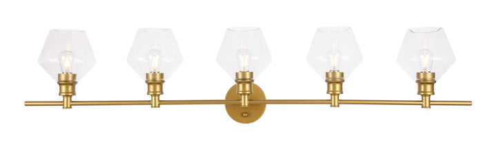 5 Light Brass And Clear Glass Wall Sconce by Living District