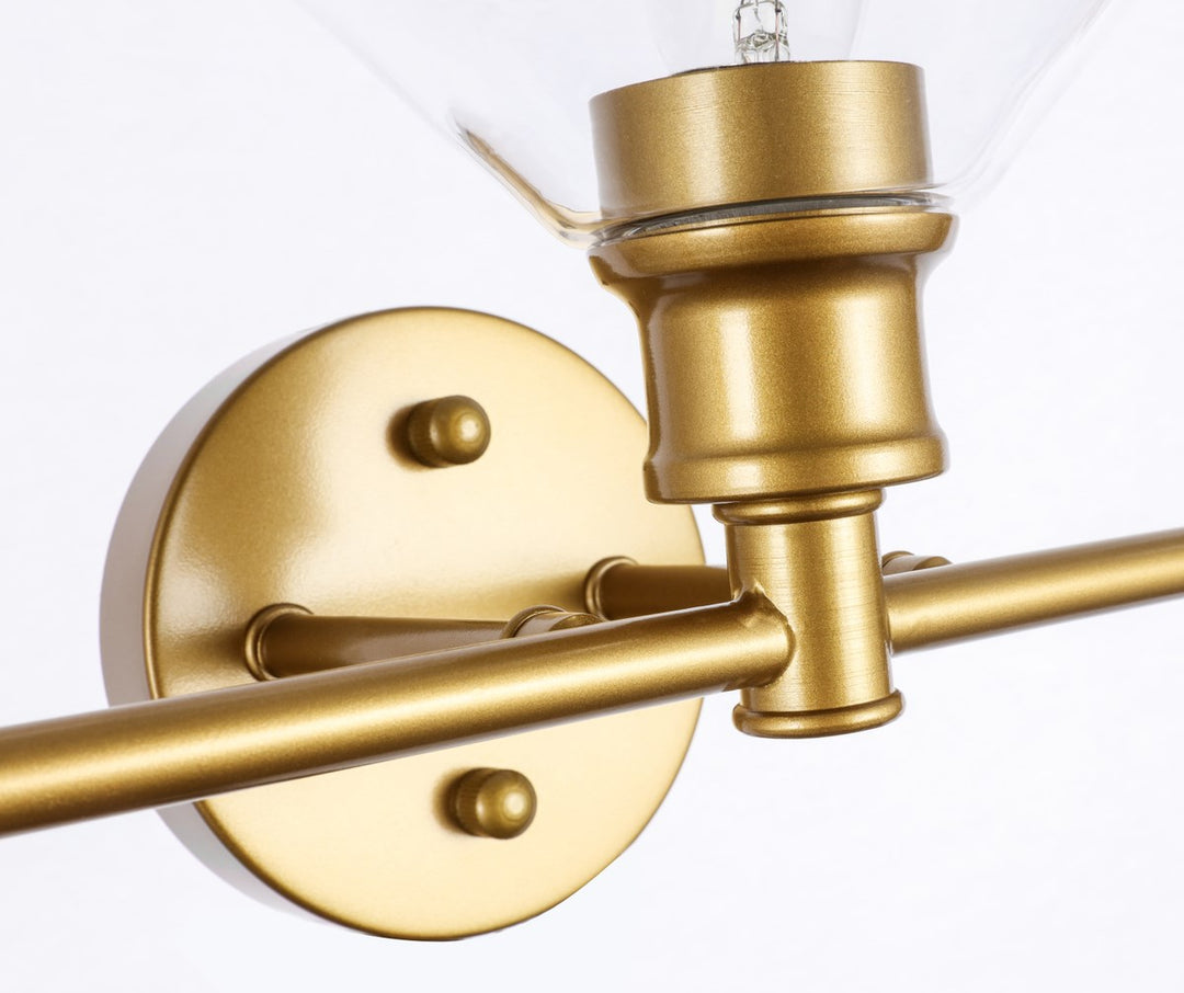5 Light Brass And Clear Glass Wall Sconce