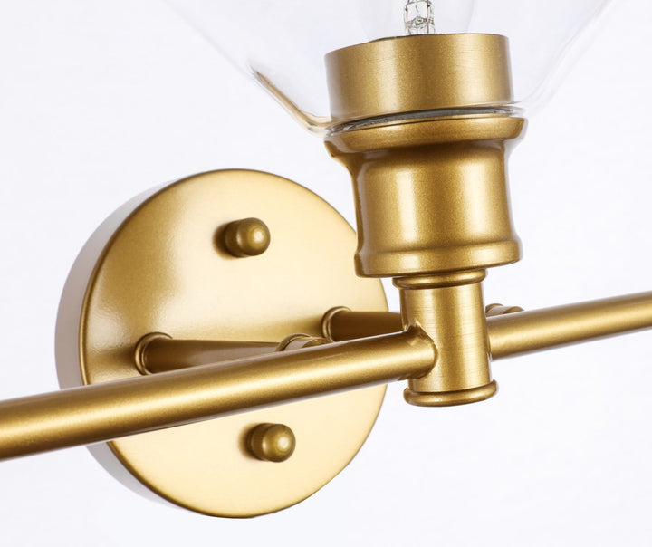 5 Light Brass And Clear Glass Wall Sconce