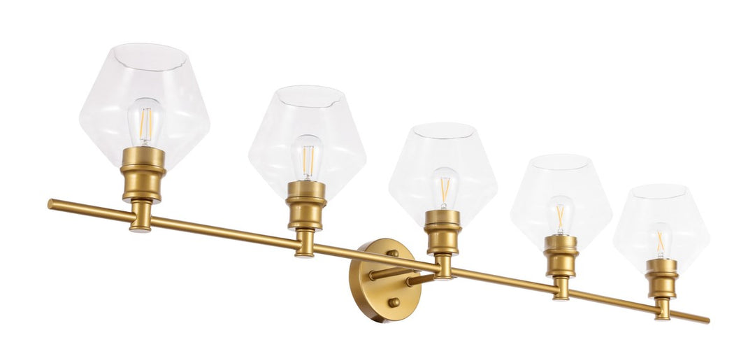 5 Light Brass And Clear Glass Wall Sconce