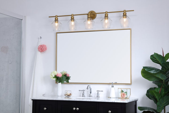 5 Light Brass And Clear Glass Wall Sconce