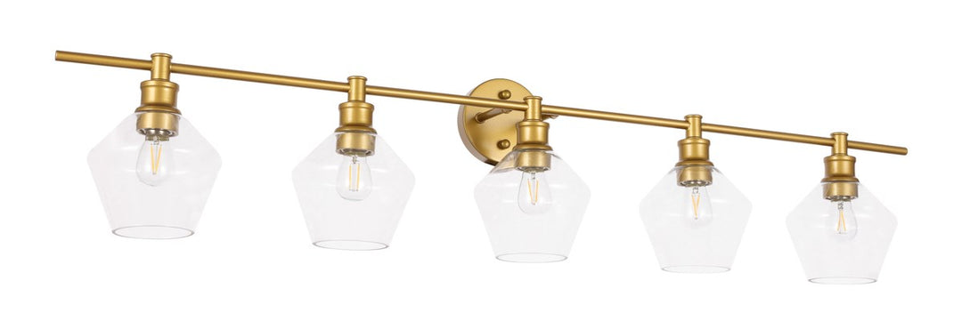 5 Light Brass And Clear Glass Wall Sconce