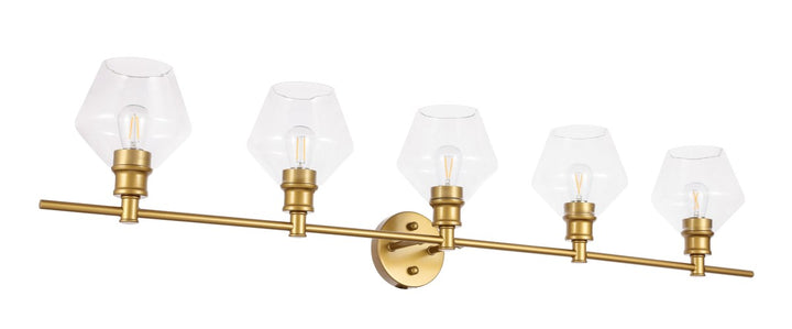 5 Light Brass And Clear Glass Wall Sconce