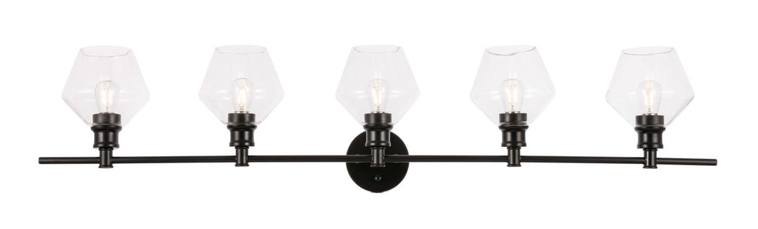 5 Light Black And Clear Glass Wall Sconce by Living District