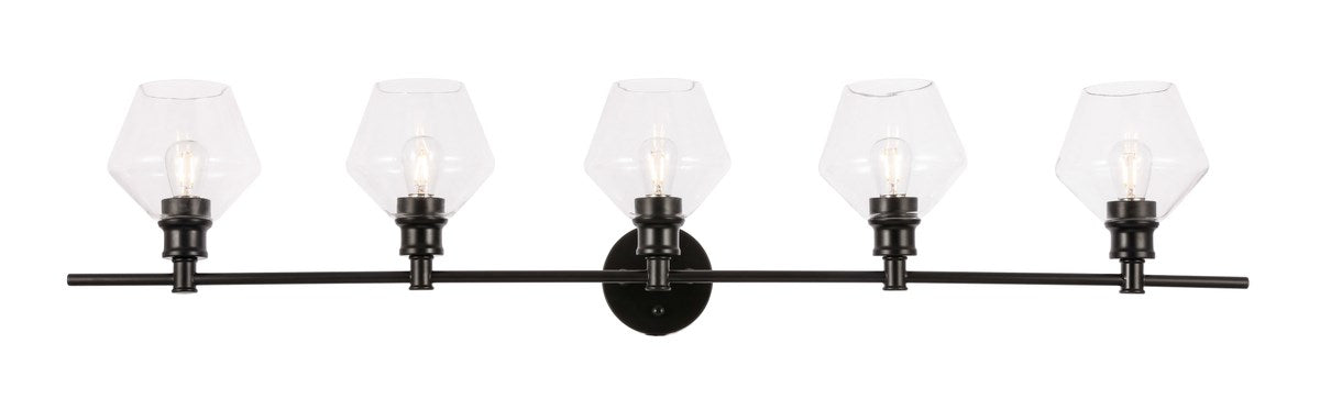 5 Light Black And Clear Glass Wall Sconce by Living District