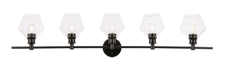 5 Light Black And Clear Glass Wall Sconce by Living District