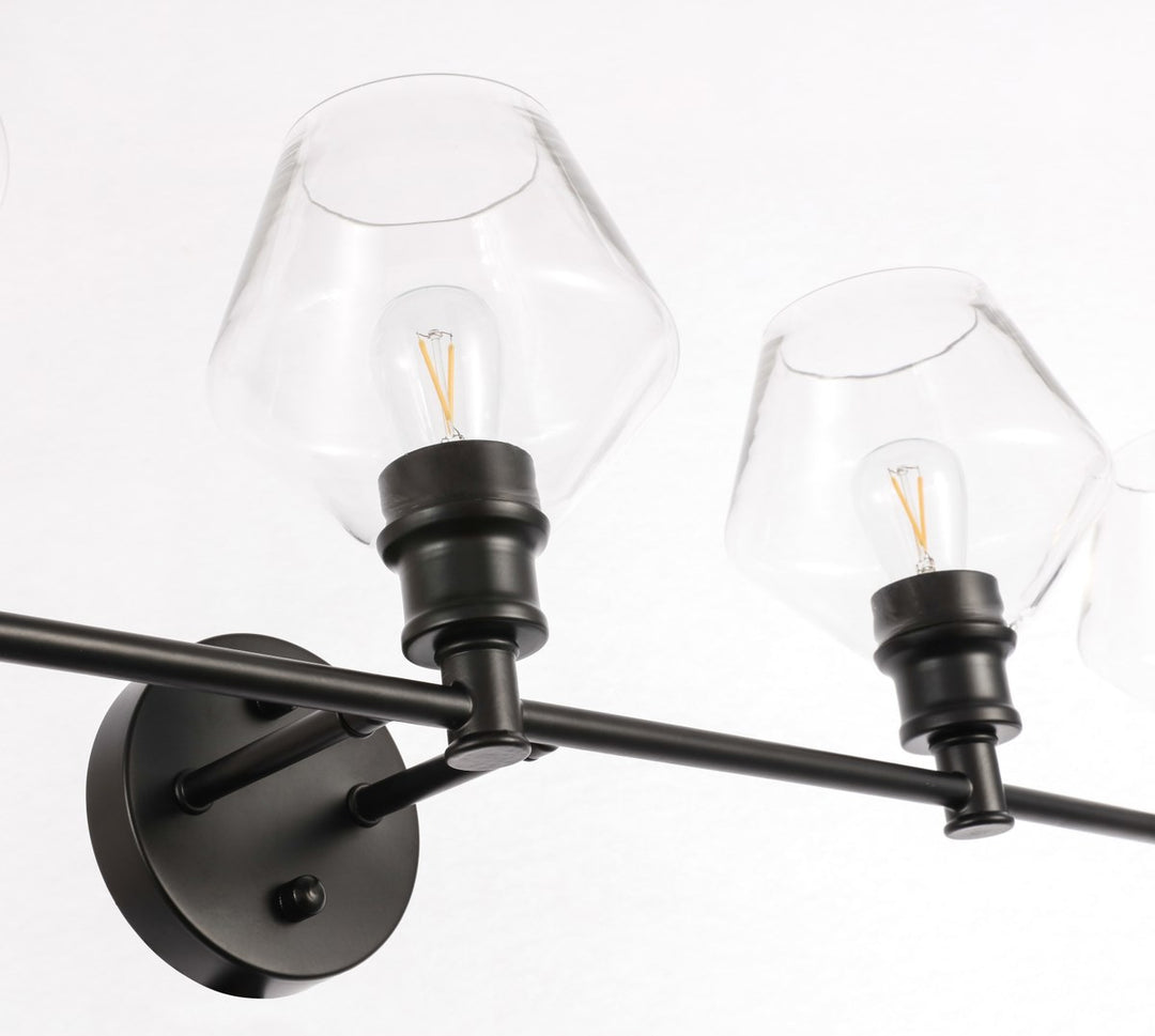 5 Light Black And Clear Glass Wall Sconce