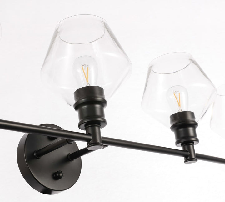 5 Light Black And Clear Glass Wall Sconce