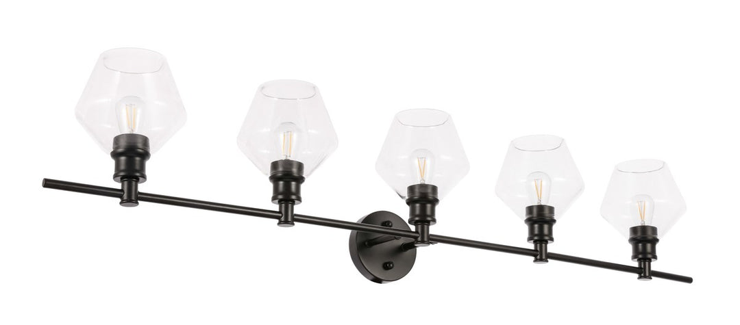 5 Light Black And Clear Glass Wall Sconce