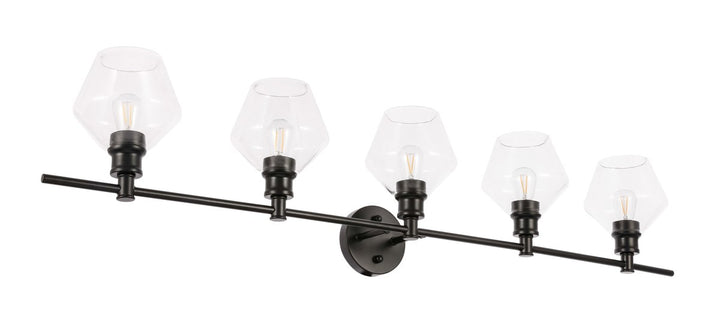 5 Light Black And Clear Glass Wall Sconce