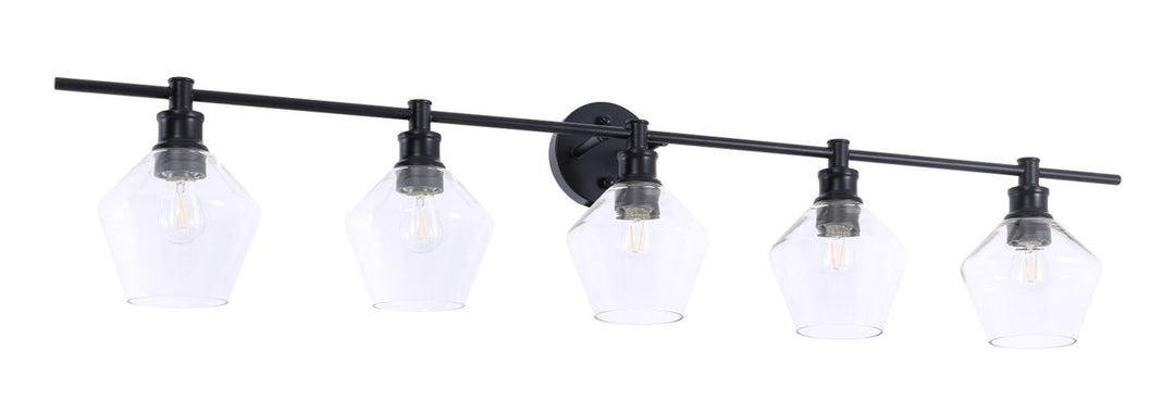 5 Light Black And Clear Glass Wall Sconce