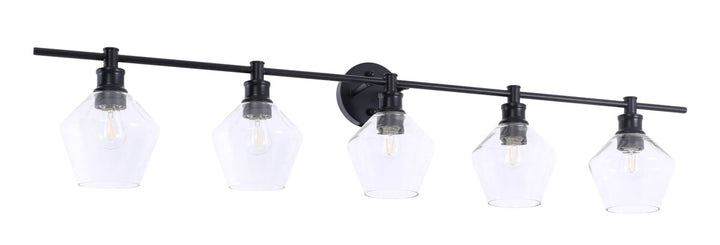 5 Light Black And Clear Glass Wall Sconce