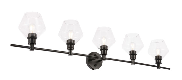 5 Light Black And Clear Glass Wall Sconce