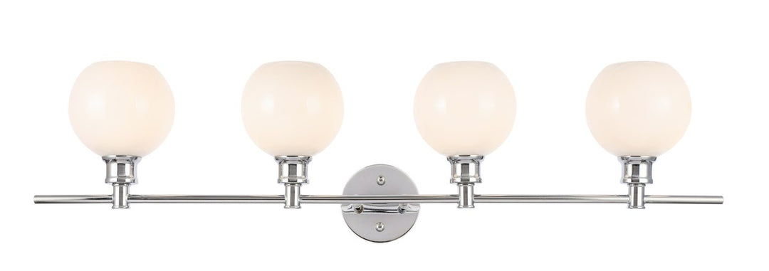 4 Light Chrome And Frosted White Glass Wall Sconce by Living District