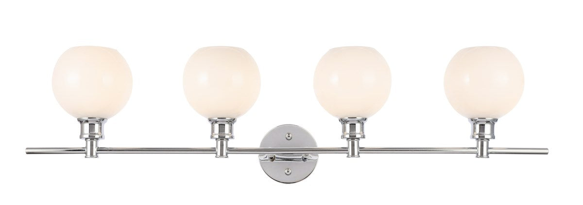 4 Light Chrome And Frosted White Glass Wall Sconce by Living District