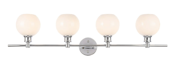 4 Light Chrome And Frosted White Glass Wall Sconce by Living District