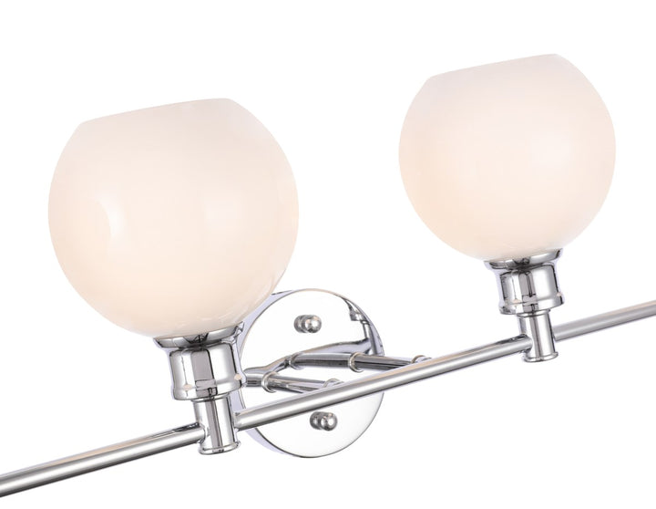 4 Light Chrome And Frosted White Glass Wall Sconce
