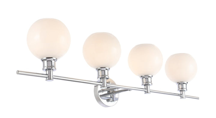 4 Light Chrome And Frosted White Glass Wall Sconce