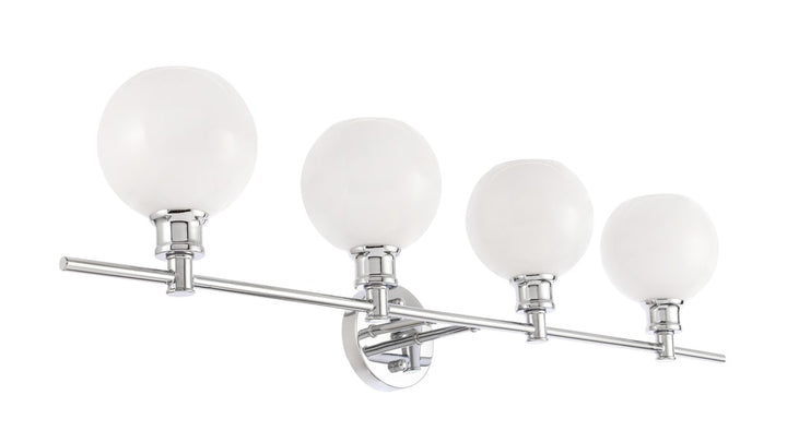 4 Light Chrome And Frosted White Glass Wall Sconce