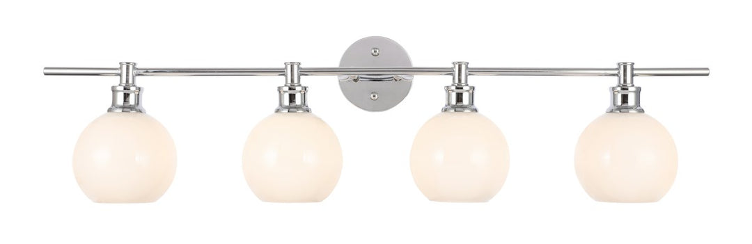 4 Light Chrome And Frosted White Glass Wall Sconce