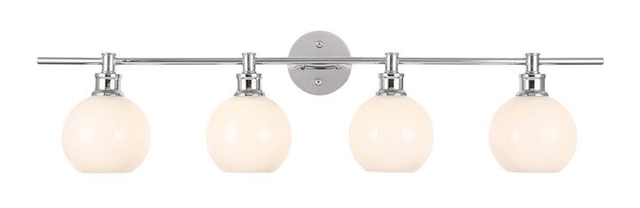 4 Light Chrome And Frosted White Glass Wall Sconce