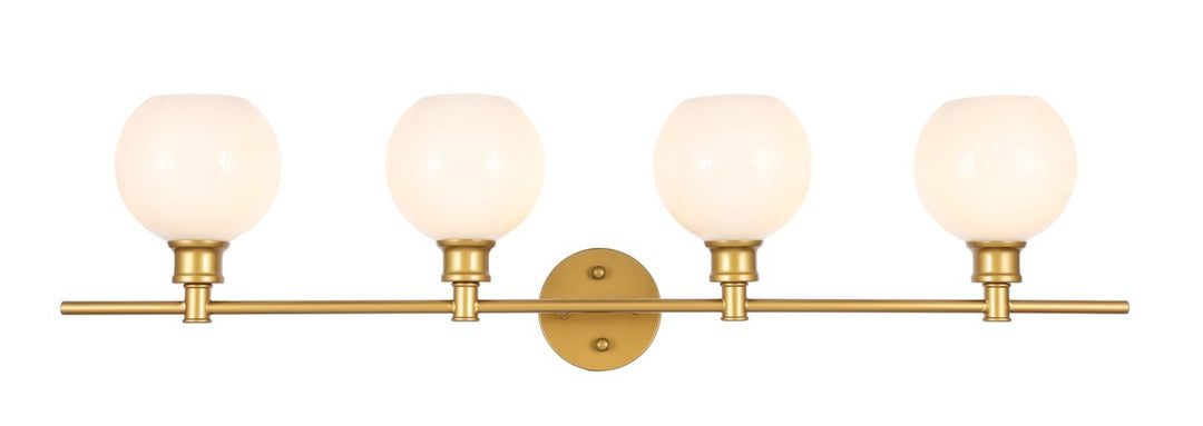 4 Light Brass And Frosted White Glass Wall Sconce by Living District