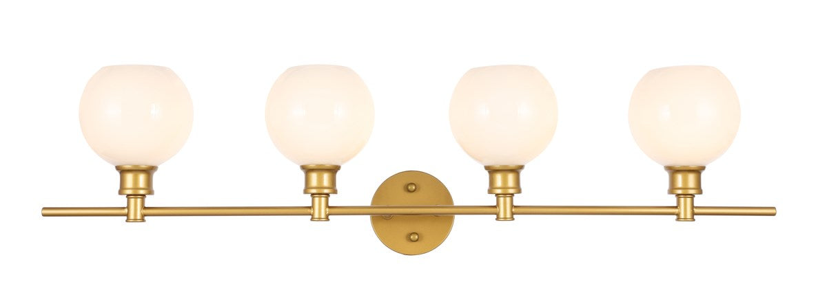 4 Light Brass And Frosted White Glass Wall Sconce by Living District