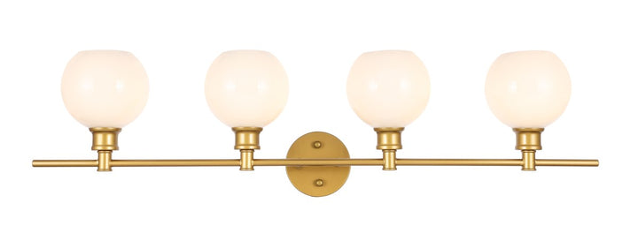 4 Light Brass And Frosted White Glass Wall Sconce by Living District