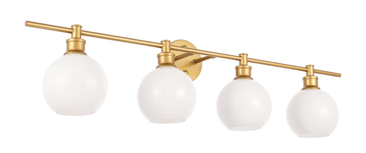 4 Light Brass And Frosted White Glass Wall Sconce