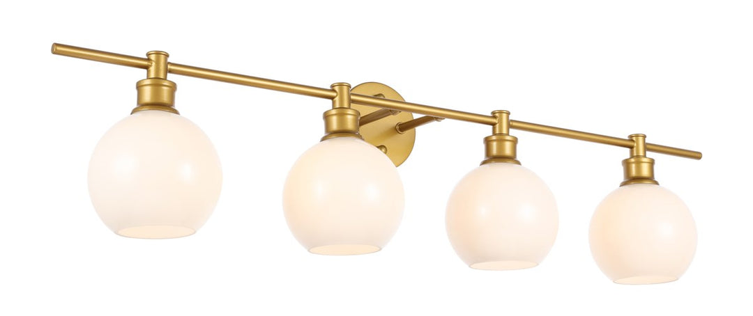 4 Light Brass And Frosted White Glass Wall Sconce