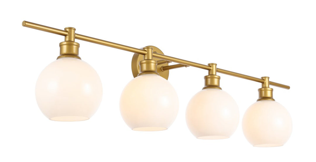 4 Light Brass And Frosted White Glass Wall Sconce