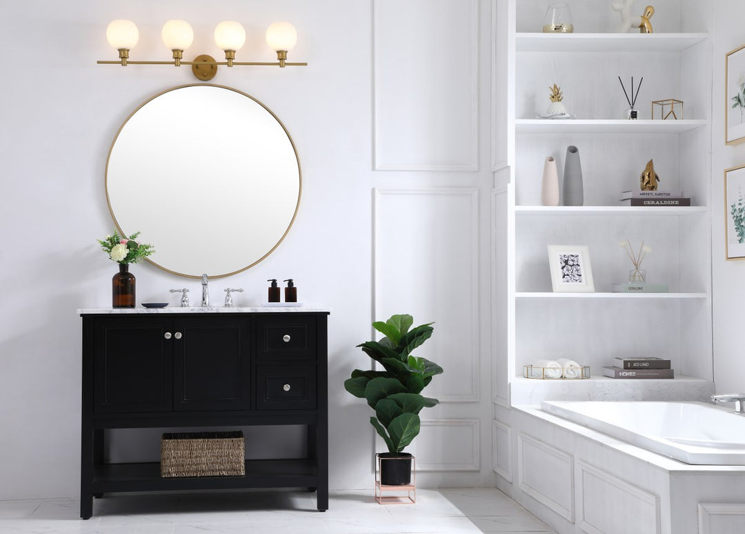 4 Light Brass And Frosted White Glass Wall Sconce