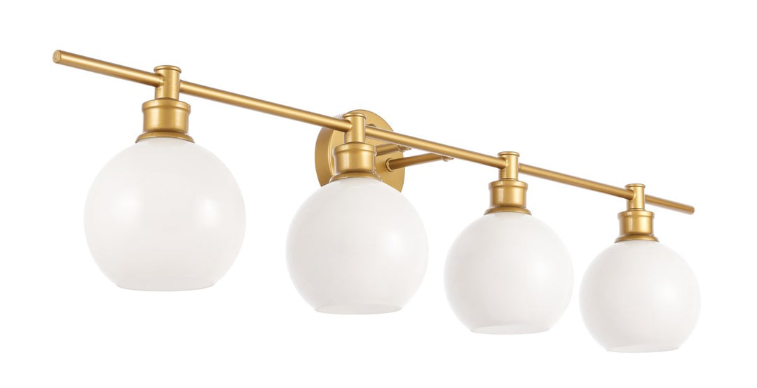 4 Light Brass And Frosted White Glass Wall Sconce