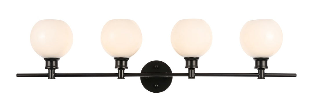4 Light Black And Frosted White Glass Wall Sconce by Living District