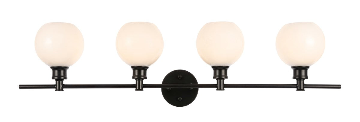 4 Light Black And Frosted White Glass Wall Sconce by Living District