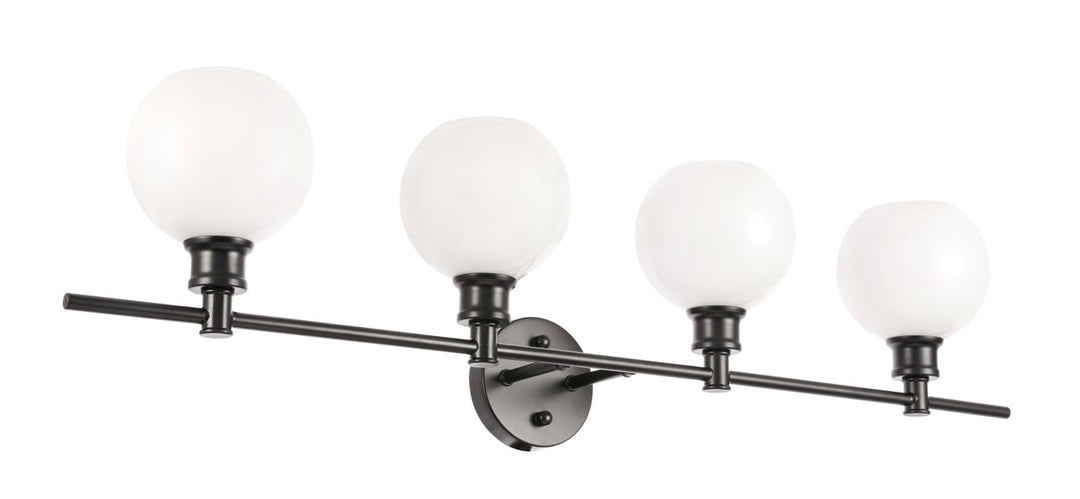 4 Light Black And Frosted White Glass Wall Sconce