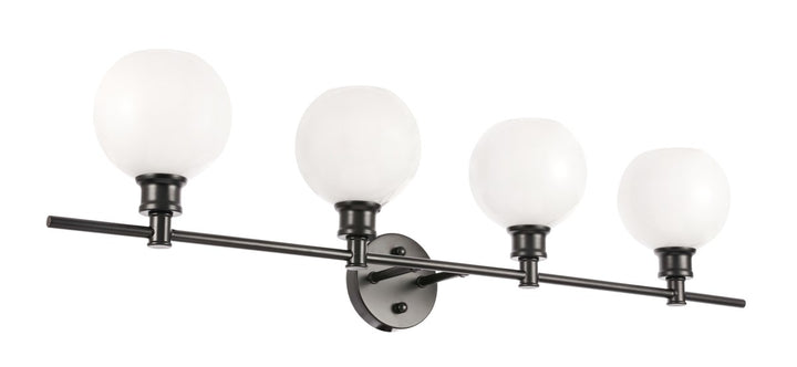 4 Light Black And Frosted White Glass Wall Sconce