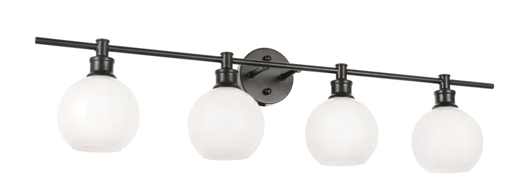 4 Light Black And Frosted White Glass Wall Sconce