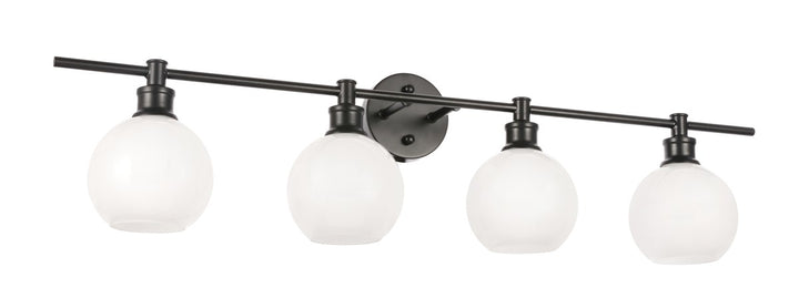 4 Light Black And Frosted White Glass Wall Sconce