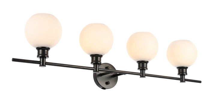 4 Light Black And Frosted White Glass Wall Sconce