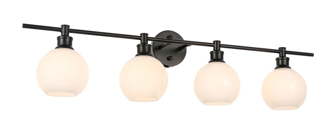 4 Light Black And Frosted White Glass Wall Sconce