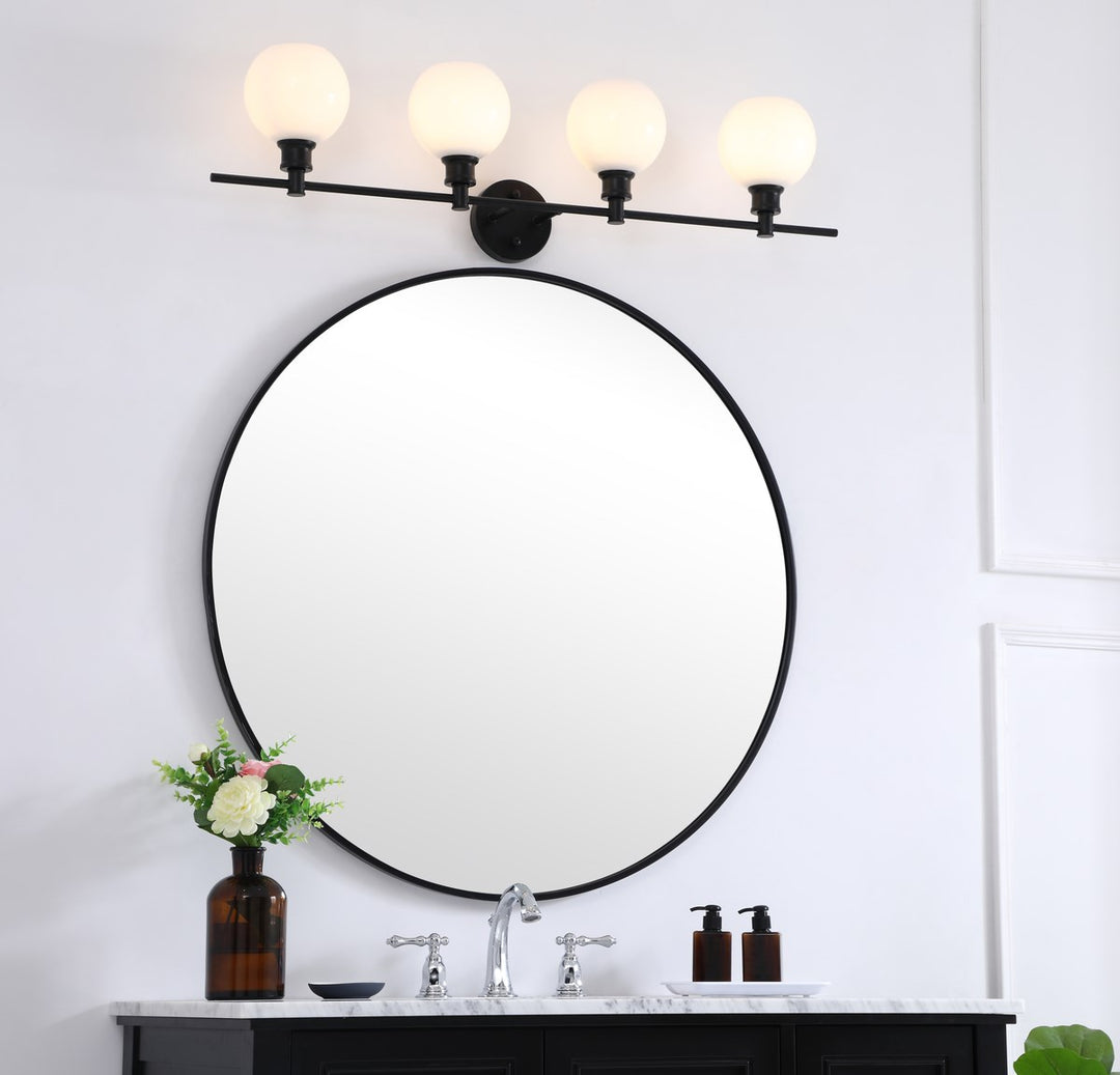 4 Light Black And Frosted White Glass Wall Sconce