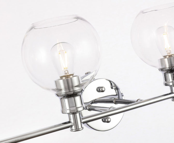 4 Light Chrome And Clear Glass Wall Sconce