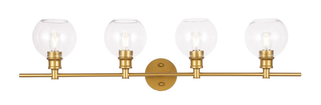 4 Light Brass And Clear Glass Wall Sconce by Living District