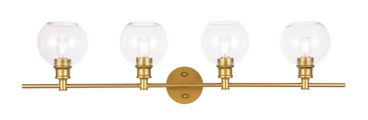 4 Light Brass And Clear Glass Wall Sconce by Living District