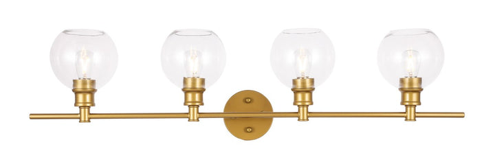 4 Light Brass And Clear Glass Wall Sconce by Living District