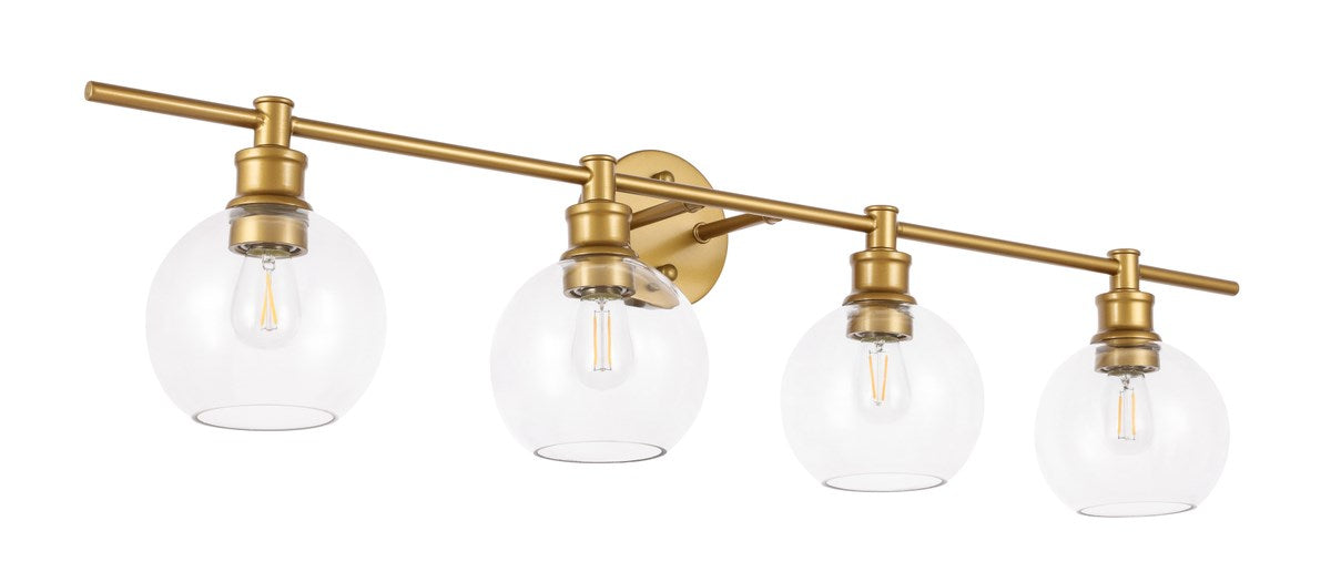 4 Light Brass And Clear Glass Wall Sconce