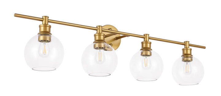 4 Light Brass And Clear Glass Wall Sconce