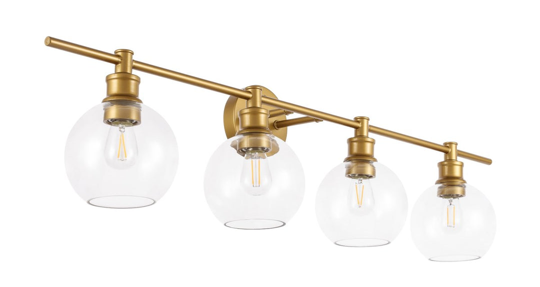 4 Light Brass And Clear Glass Wall Sconce