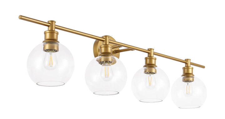 4 Light Brass And Clear Glass Wall Sconce